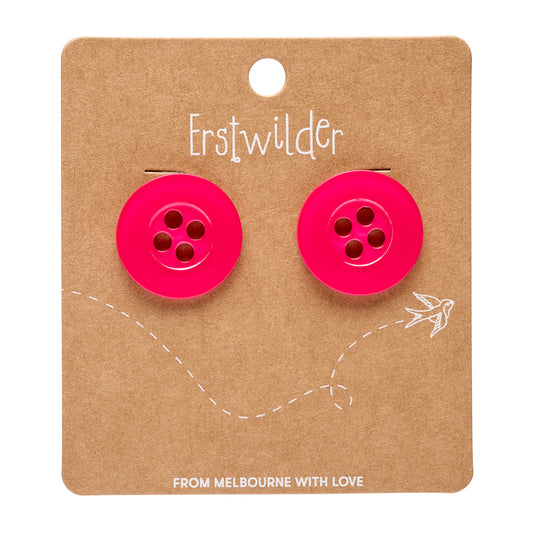 Button Stud Earrings - Pink