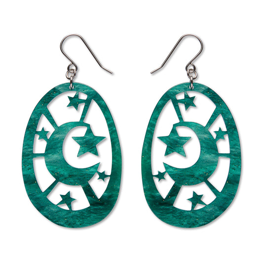 Moonlight Drop Earrings - Green