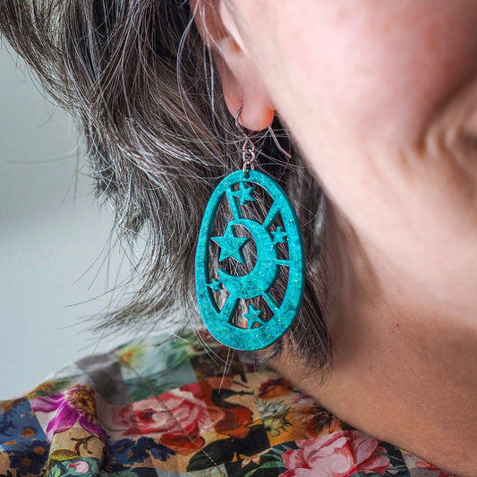 Moonlight Drop Earrings - Green