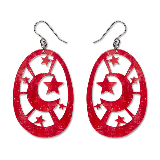Moonlight Drop Earrings - Red