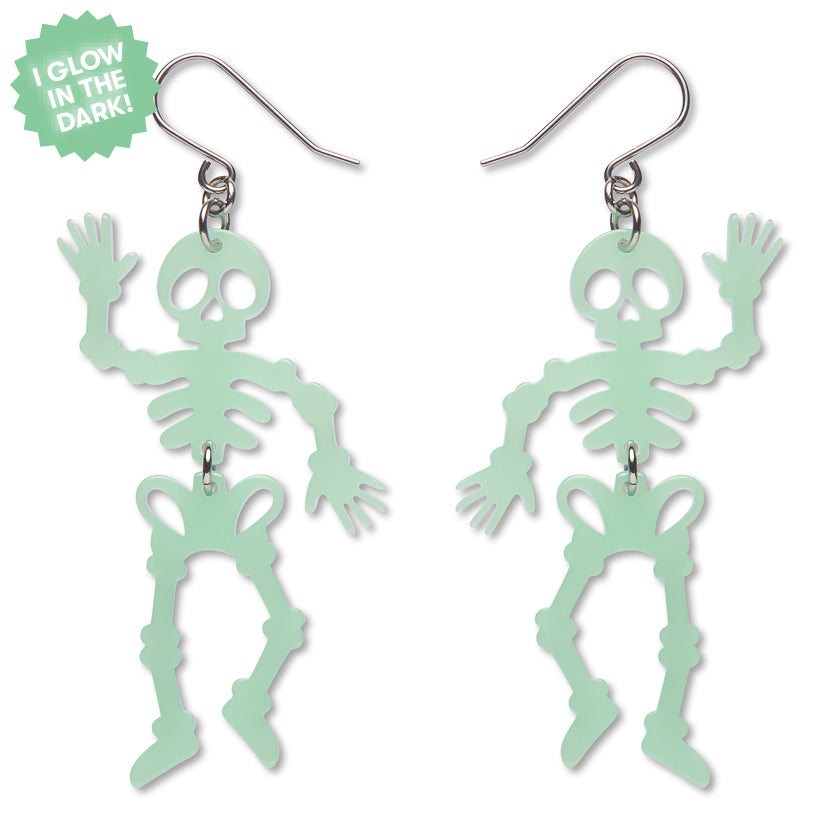 Dancing Skeletons Drop Earrings - Glow in the Dark