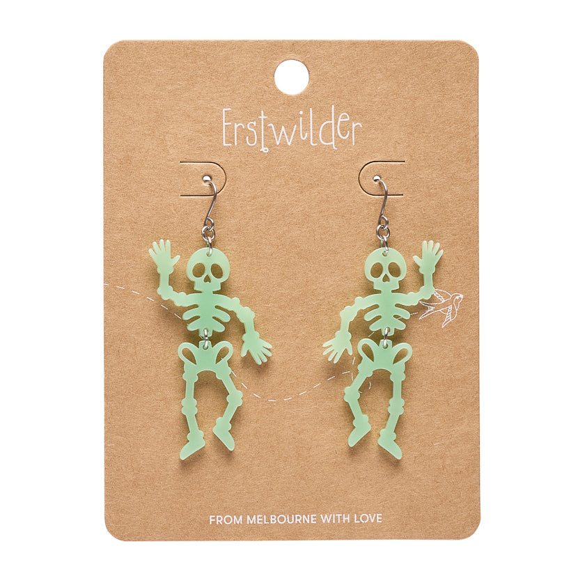 Dancing Skeletons Drop Earrings - Glow in the Dark