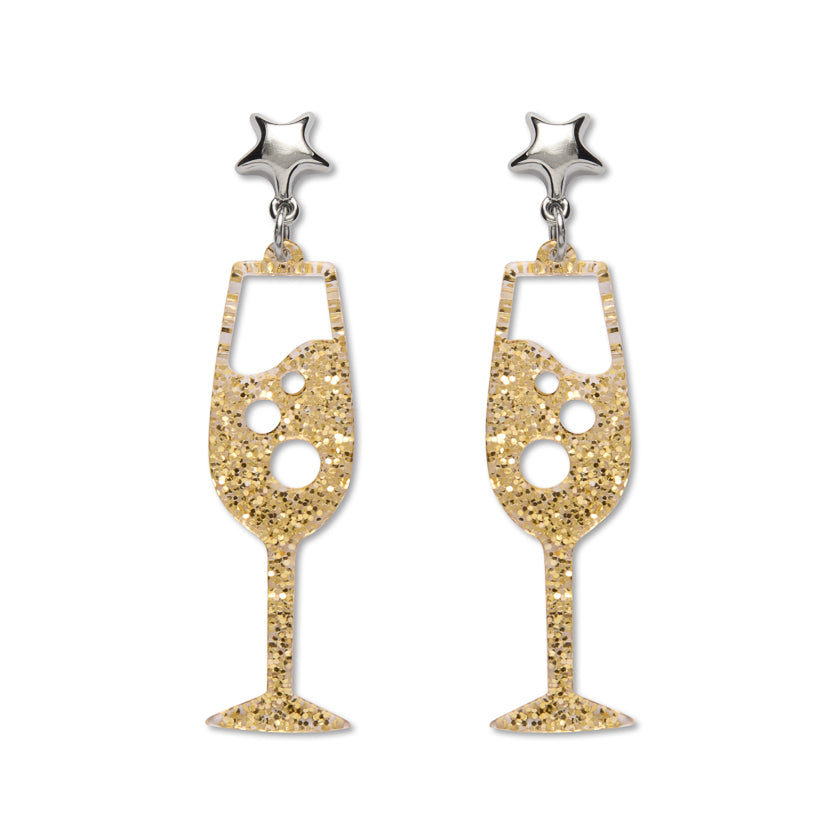 Champagne Bubbles Drop Earrings – Gold