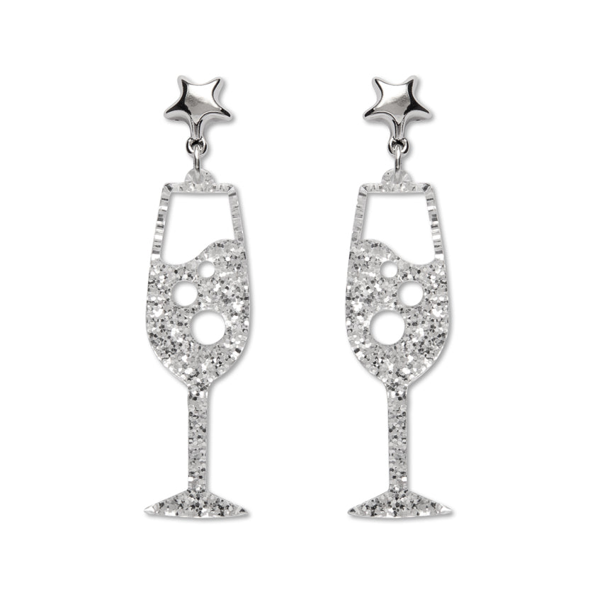 Champagne Bubbles Drop Earrings – Silver