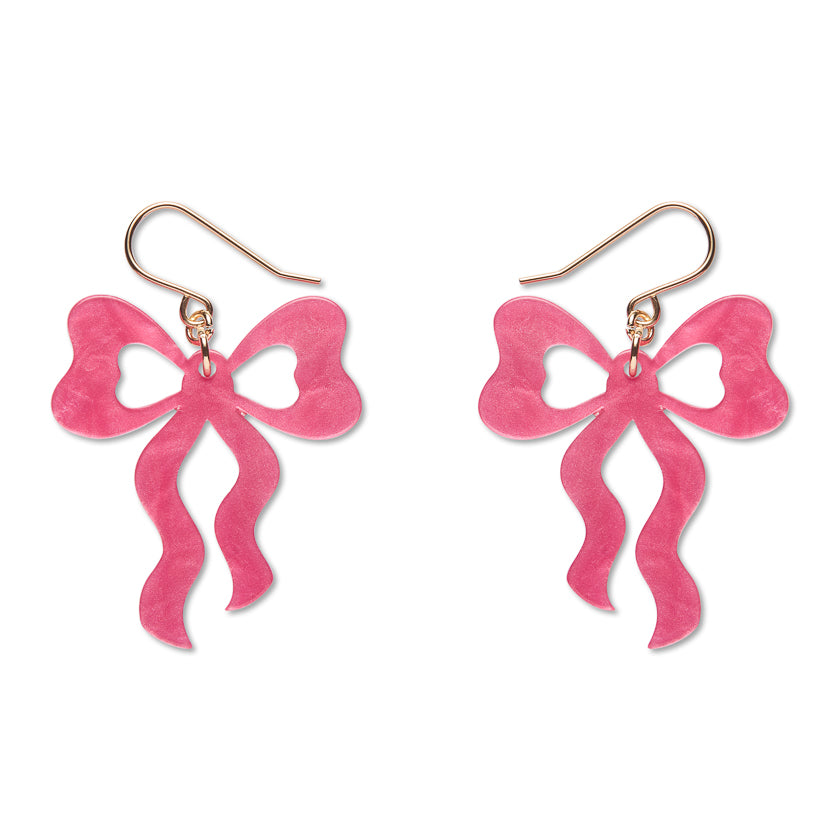 Bows Drop Earrings – Pink