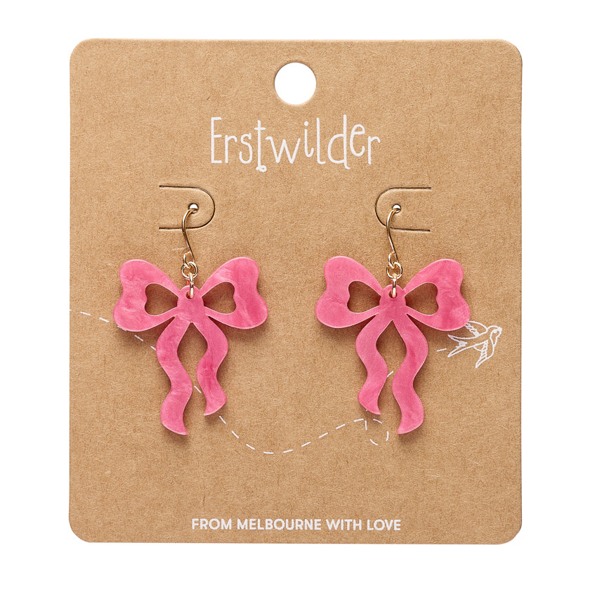 Bows Drop Earrings – Pink