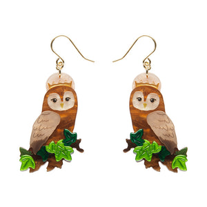 Regal Woodland Owl Drop Earrings