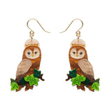 Regal Woodland Owl Drop Earrings