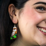 Regal Woodland Owl Drop Earrings