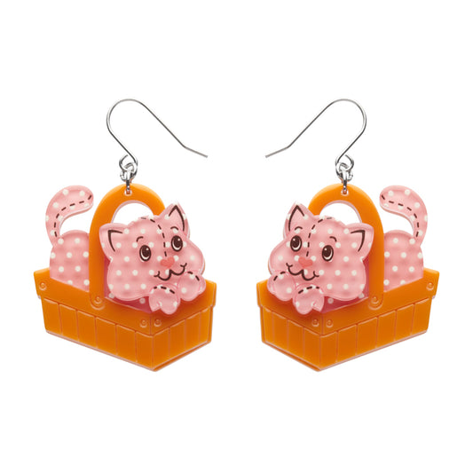 Cozy Custard Cat Drop Earrings