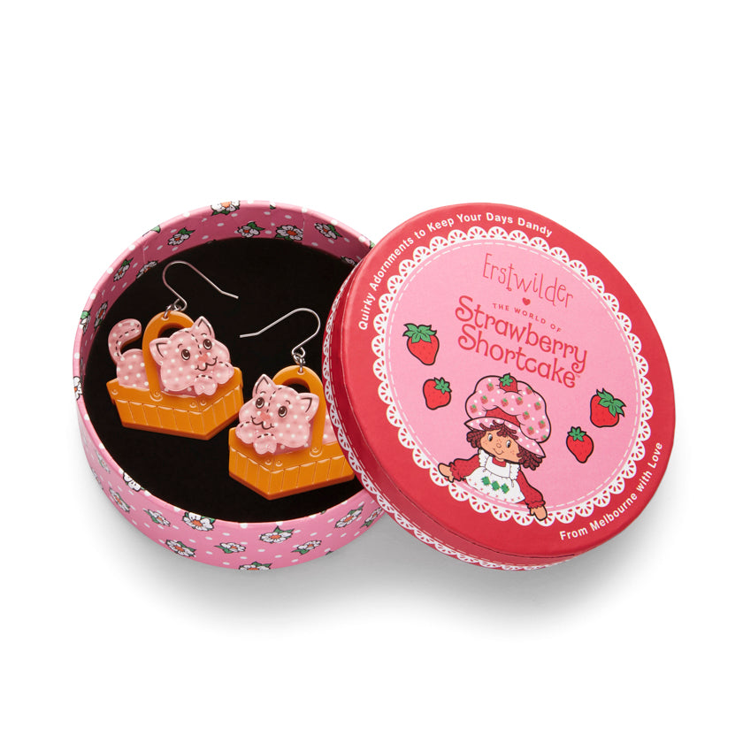Cozy Custard Cat Drop Earrings