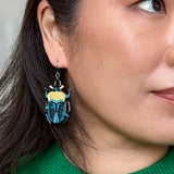 Ruby the Rainbow Stag Beetle Earrings