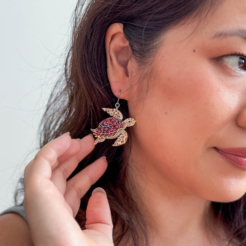 Hawksbill Turtle Drop Earrings