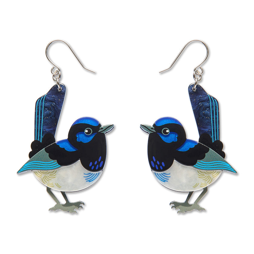 Superb Fairy Wren Drop Earrings