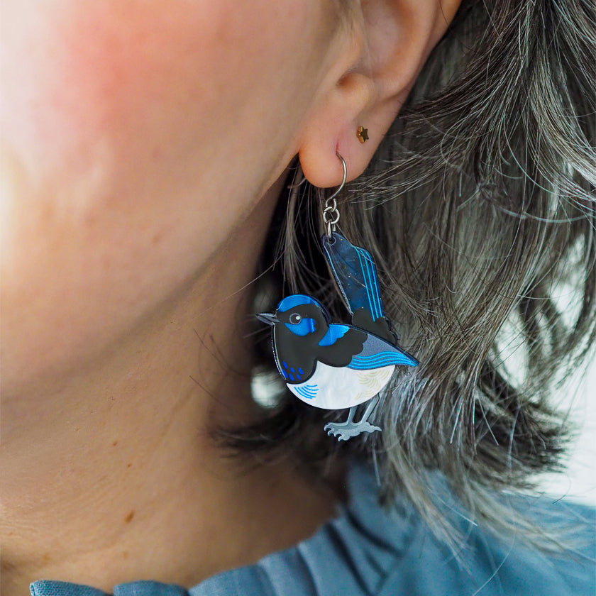 Superb Fairy Wren Drop Earrings