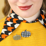 Pumpkin Patch Mini Brooch Set - Gold & Black Gingham