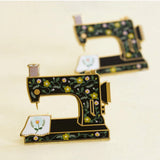 Floral Sewing Machine Interactive Enamel Pin