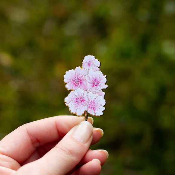 Peach Blossom Floral Enamel Pin