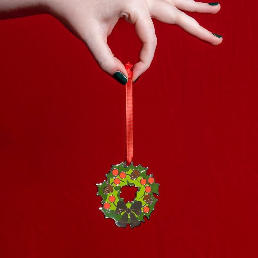 Forest Wreath Enamel Ornament