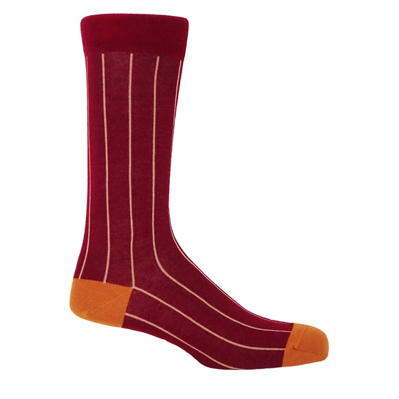 PEPER HAROW Crimson Pin Stripe Socks