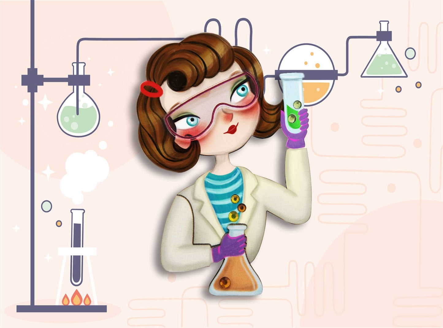 Female Scientist Brooch