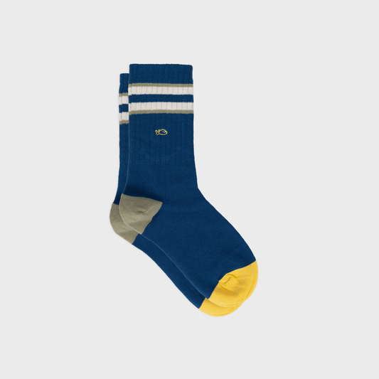 BILLYBELT Retro Socks - Blue & Green Striped
