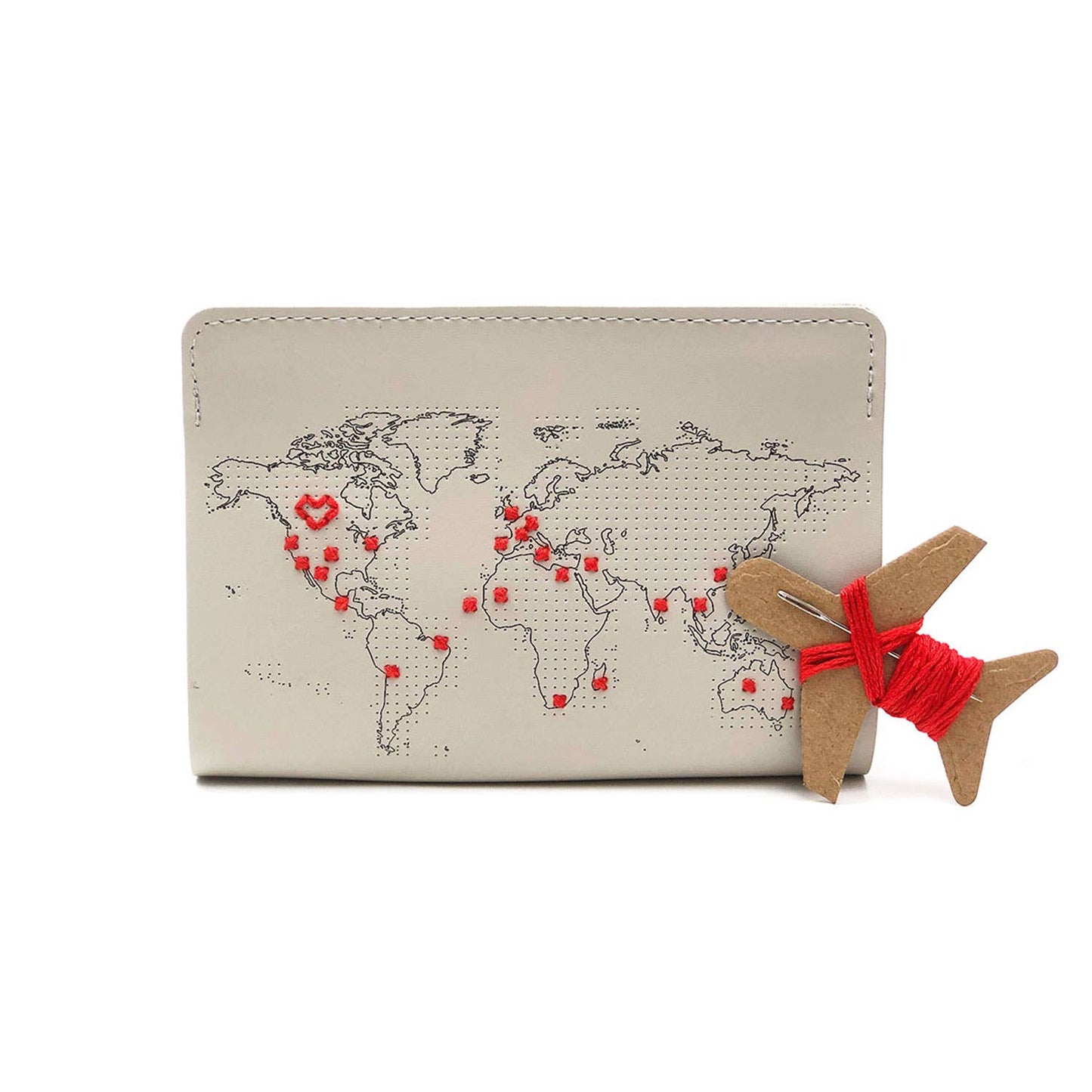 Stitch Where You've Been Passport Cover Kit - Vegan Grey