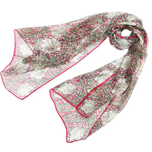 William Morris Pimpernel and Thyme Red Pure Silk Scarf