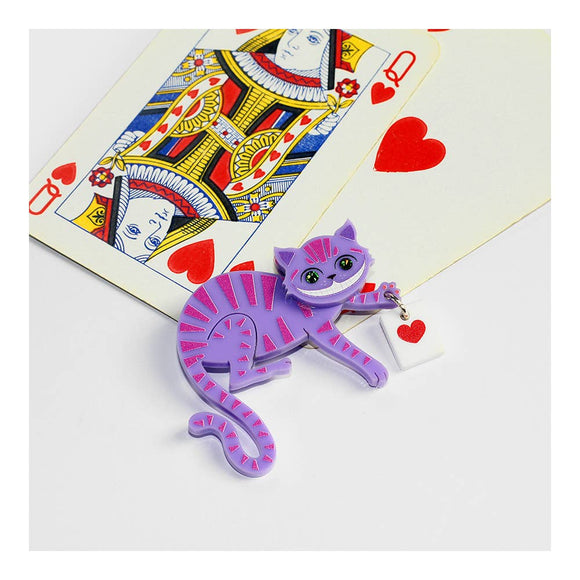 Alice In Wonderland Cheshire Cat Purple Brooch