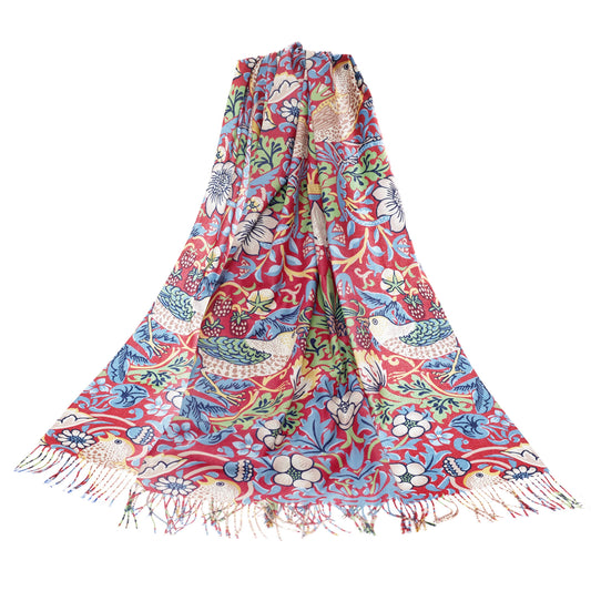 William Morris Strawberry Thief Red Pashmina
