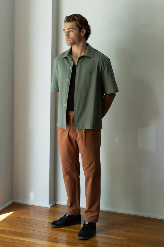 Contrast Pique Button Up Palm