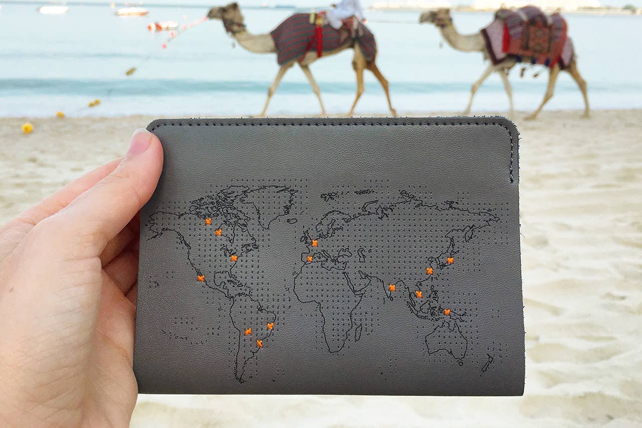 Stitch Where You've Been Passport Cover Kit - Grey Leather
