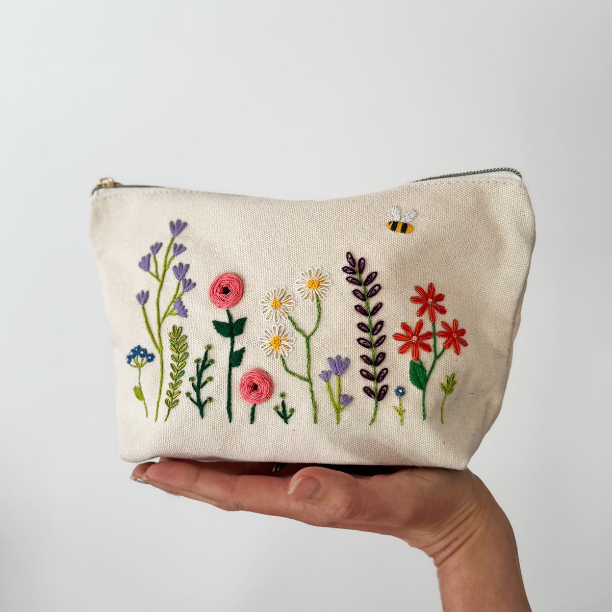 Stitch Your Flowers Zip Pouch - Embroidery Kit