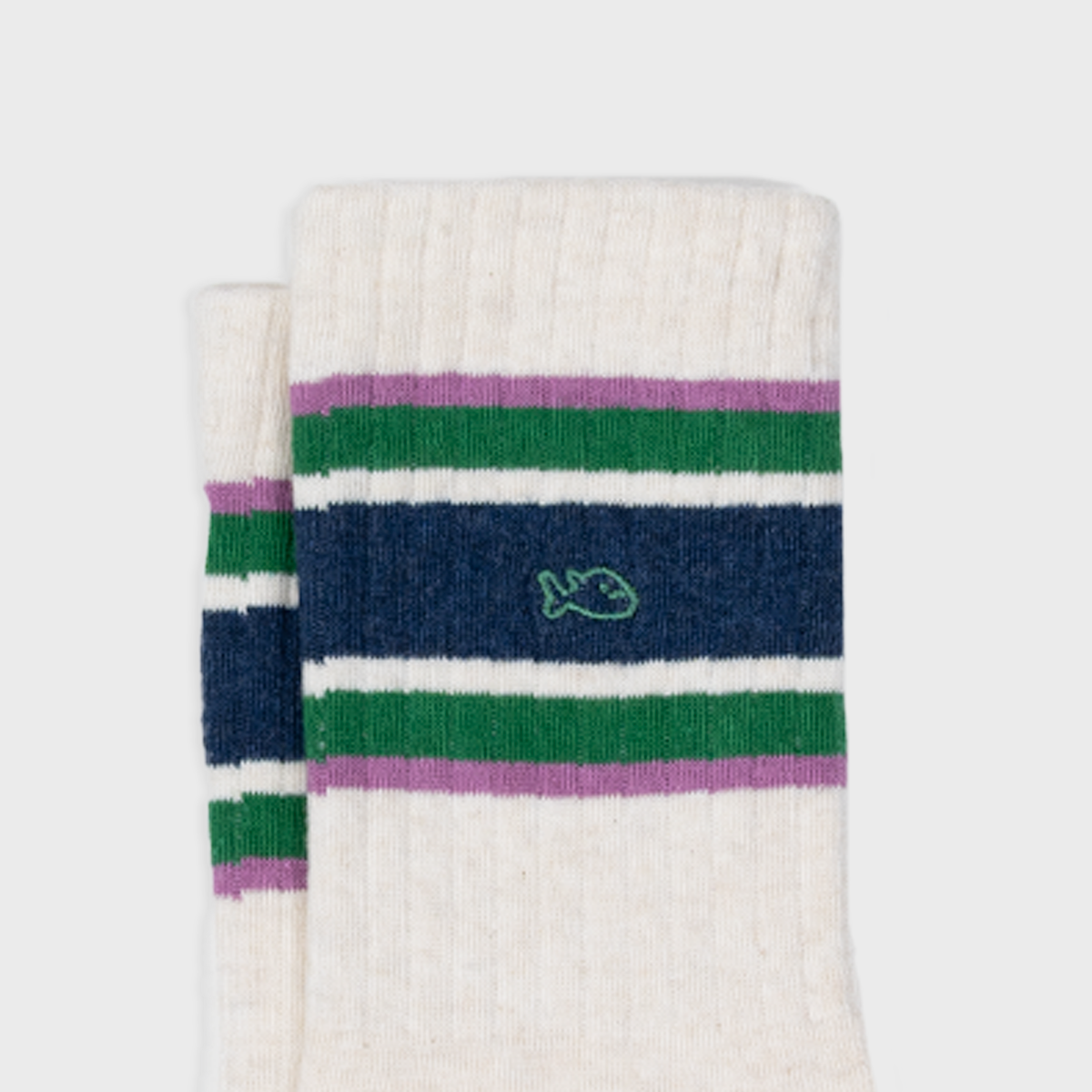 BILLYBELT Retro Socks - Beige, Navy & Green