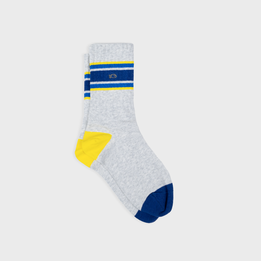 BILLYBELT Retro Socks - Grey, Blue & Yellow