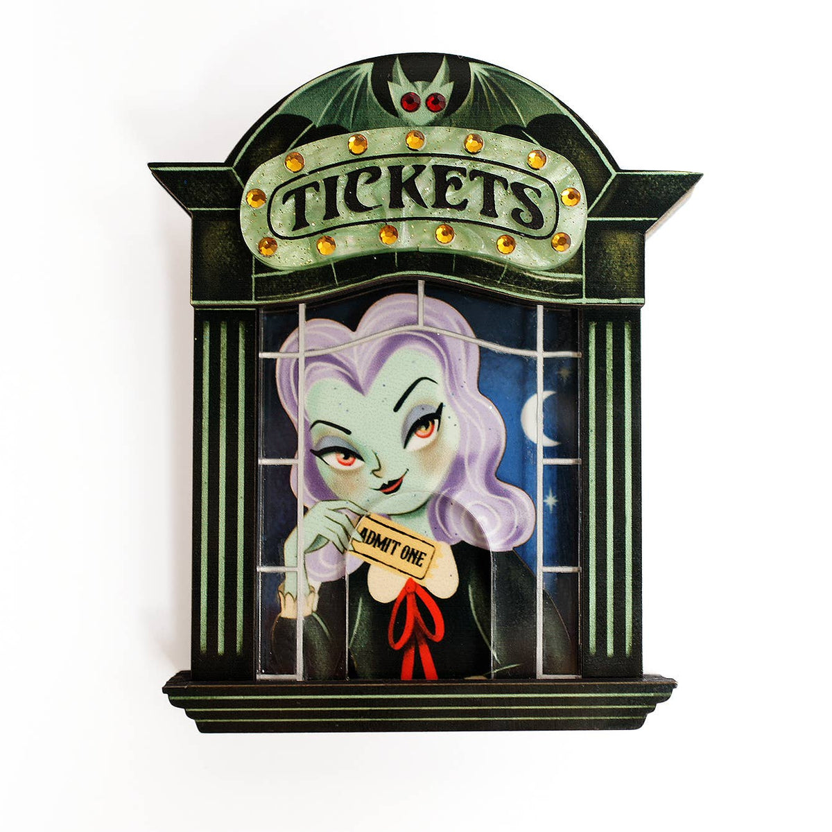 Midnight Cinema Tickets Brooch