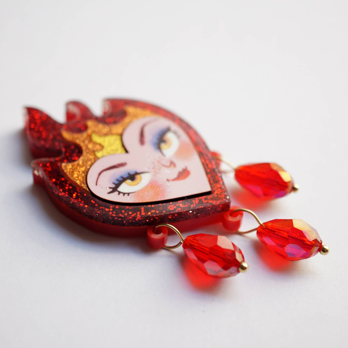 Flaming Heart Brooch