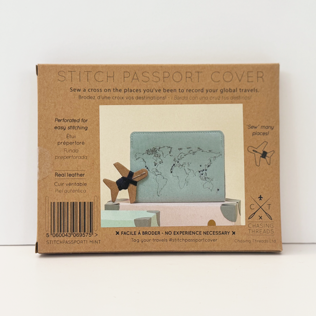 Stitch Where You've Been Passport Cover Kit - Mint Leather