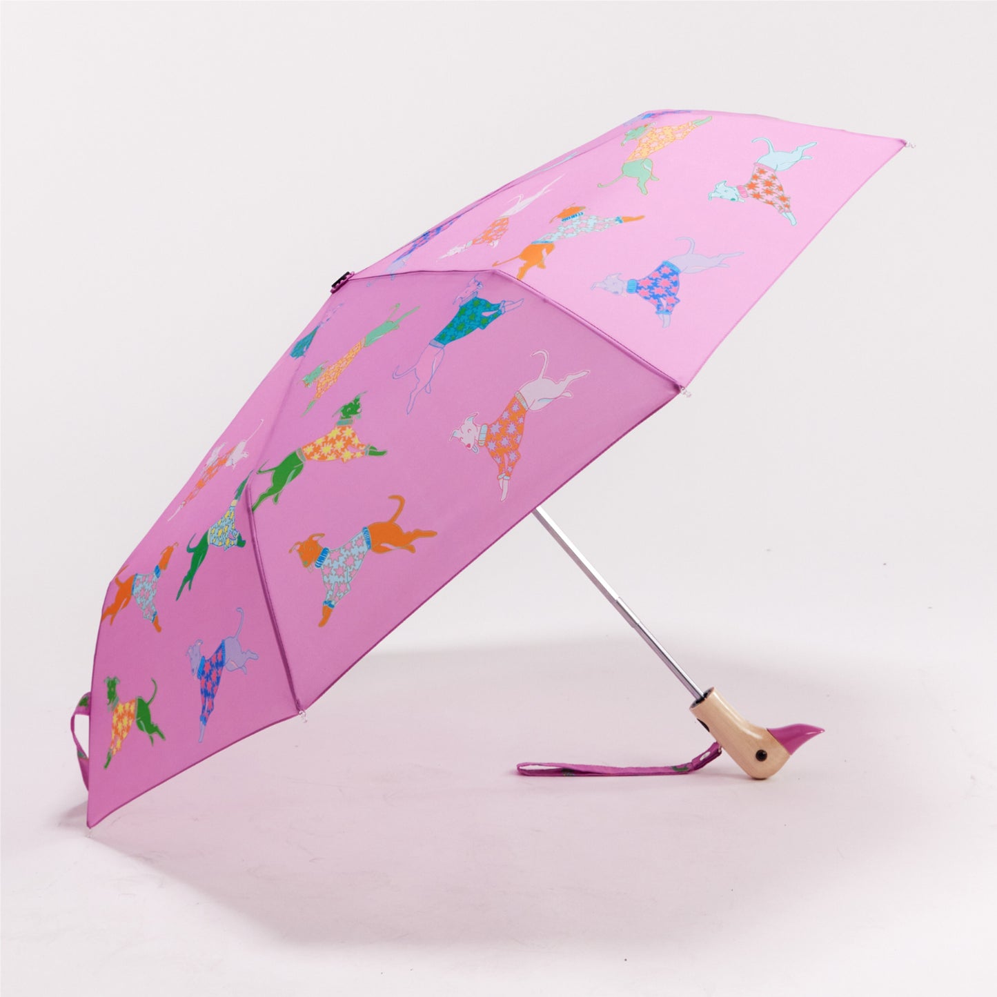 Duck Umbrella Compact - Dogs in Pink