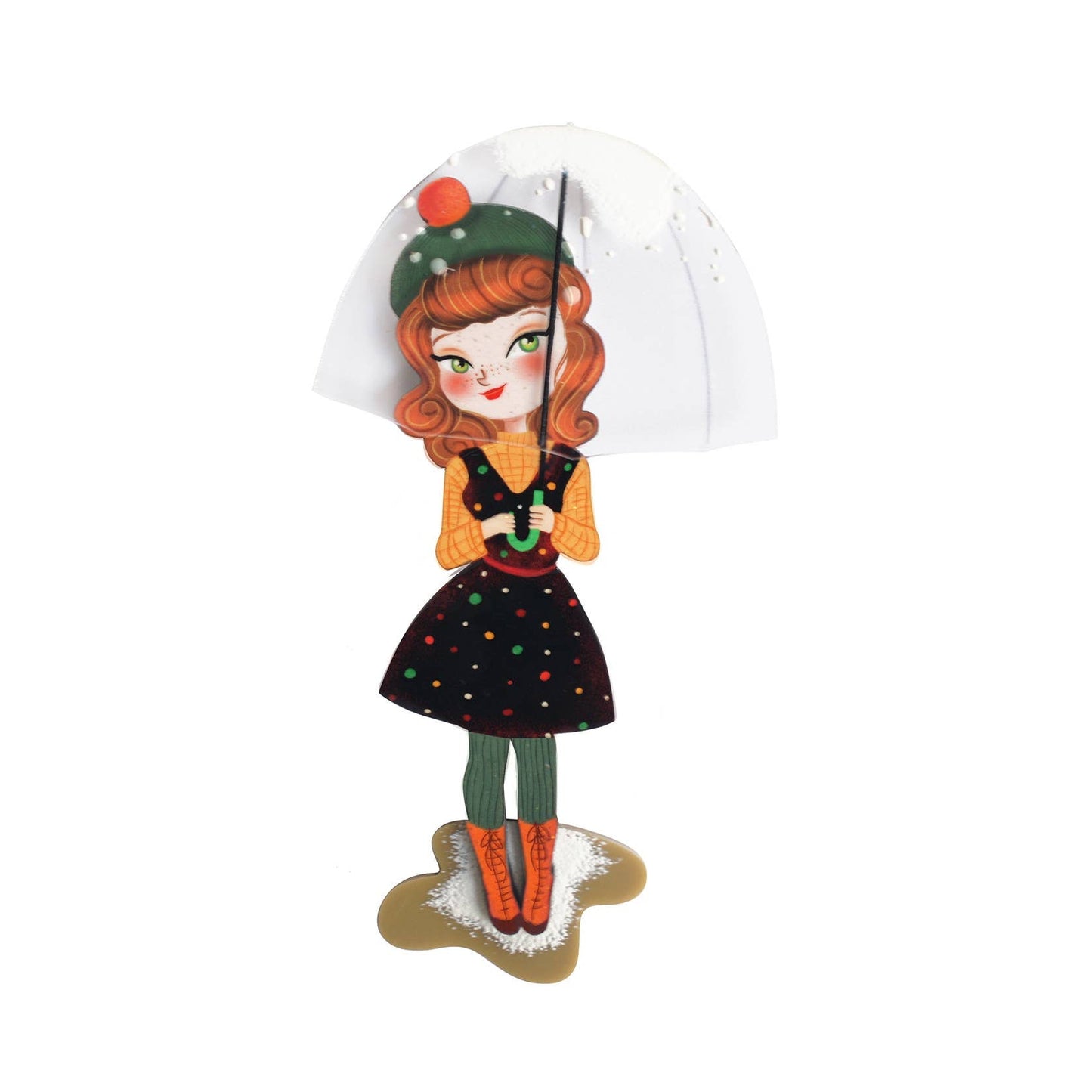 Woman with Umbrella Brooch