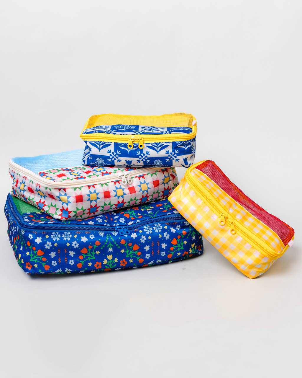 Blue Scandinavian Floral Packing Cube Set