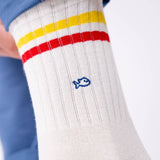 BILLYBELT Retro Combed Cotton Socks - Yellow and Red