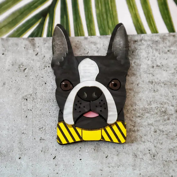 Chip the Boston Terrier Brooch