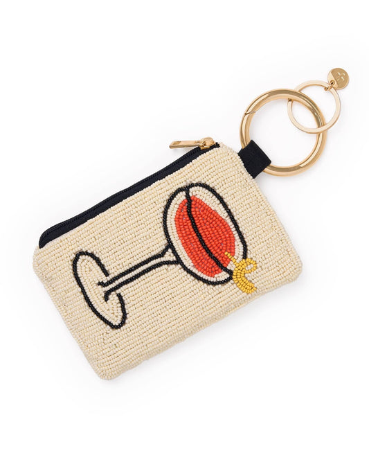 Mary Drinks Beaded Coin Purse - Ivory