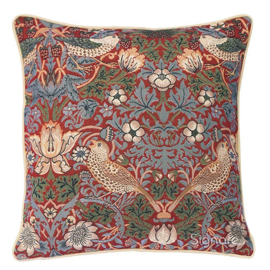 William Morris Strawberry Thief Red Cushion Cover