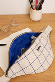 Olivia Checkered Cream/Blue Cross Body Bag