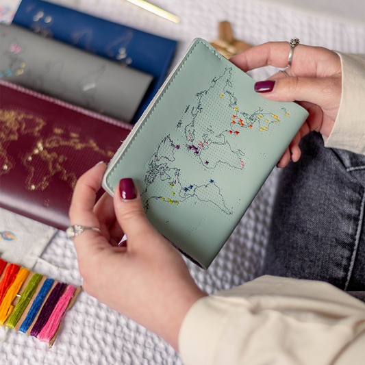 Stitch Where You've Been Passport Cover Kit - Mint Leather