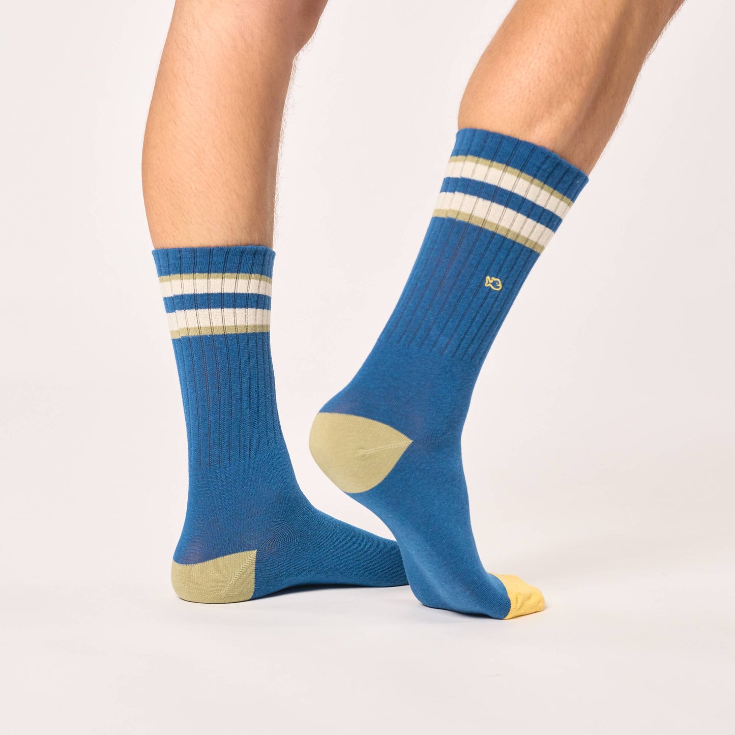 BILLYBELT Retro Socks - Blue & Green Striped