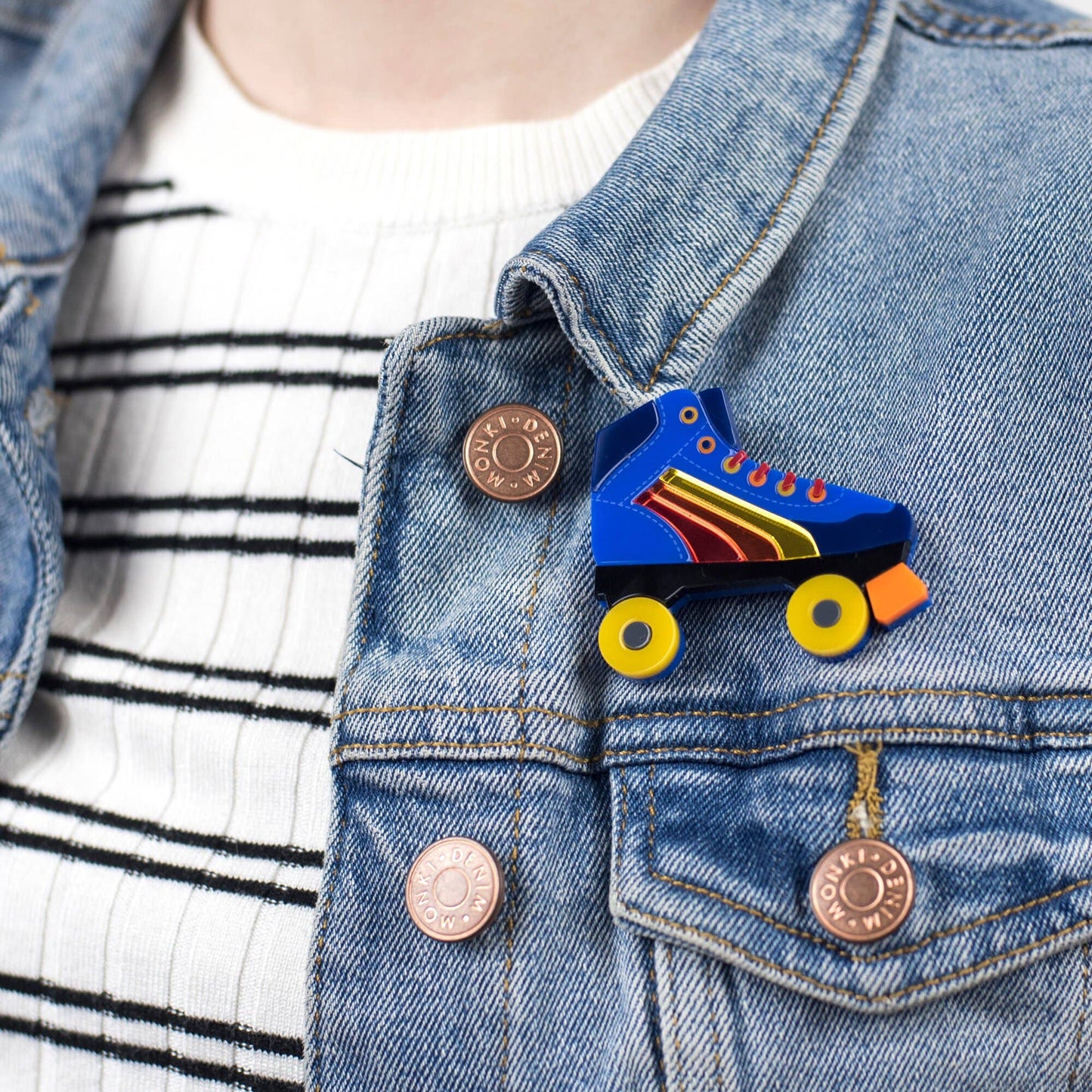 Rainbow Roller Skate Acrylic Brooch
