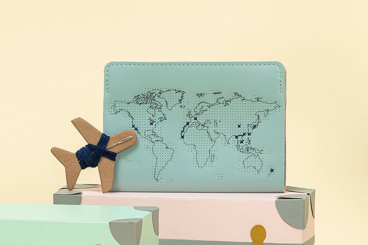 Stitch Where You've Been Passport Cover Kit - Mint Leather